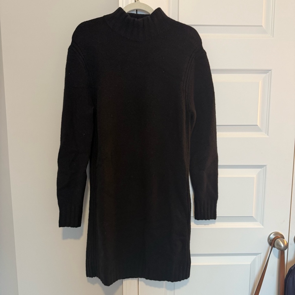 J Crew Mockneck Black Sweater Dress | Size M